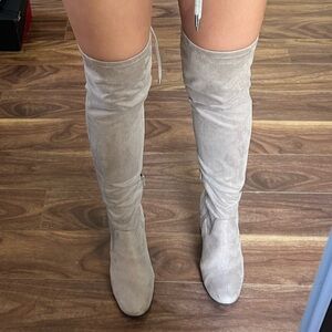 Suede thigh high boots